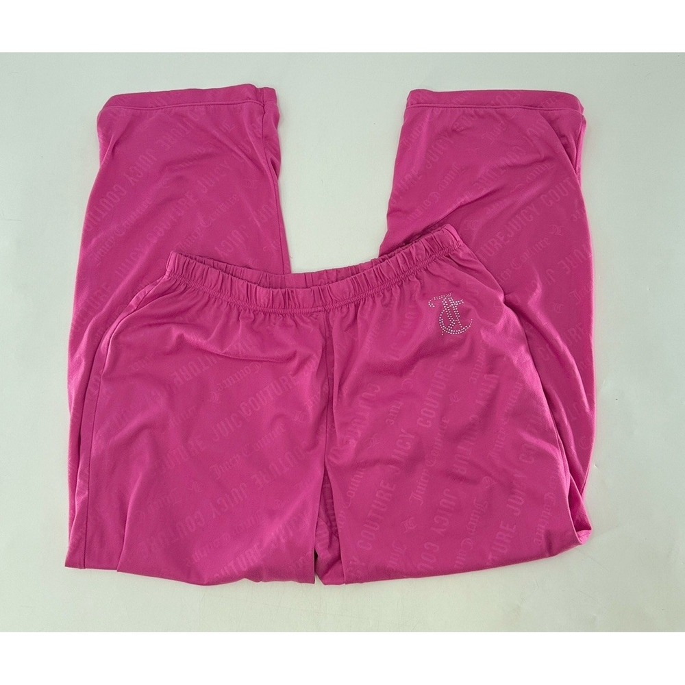 Juicy Couture Women's Bright Pink Soft Pajamas Pants Sz L Embellished Y2K Vibes - Picture 3 of 11